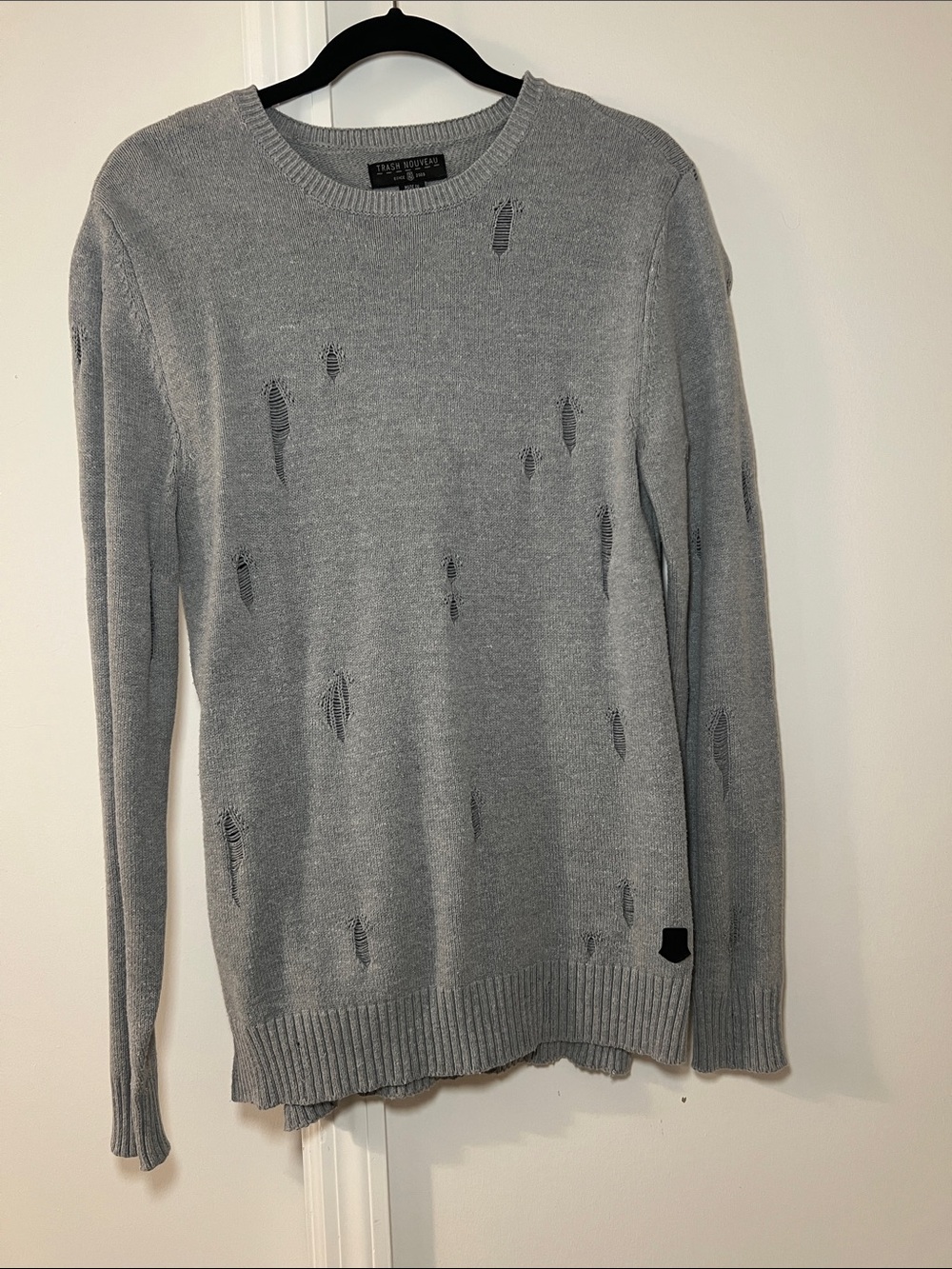 Trash Nouveau Destructed Sweater
 Light Grey Distressed Crewneck Size S
